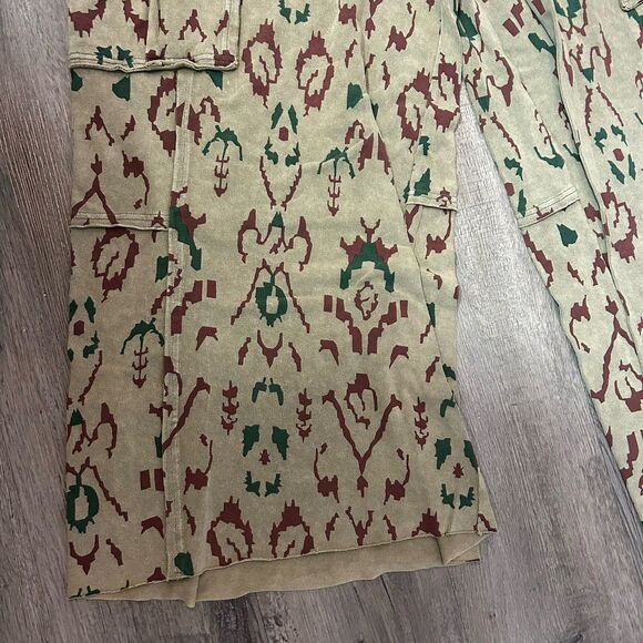 Easel Women’s Size Large Extra Wide Leg Pants Pull On Cargo Beige Red Green - Picture 5 of 10